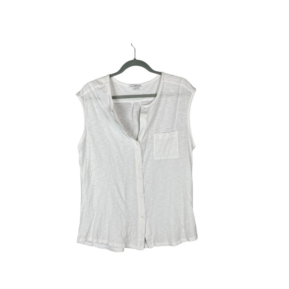 James Perse Standard White Sleeveless Button Front Blouse Size 4 (XL) - Picture 1 of 7